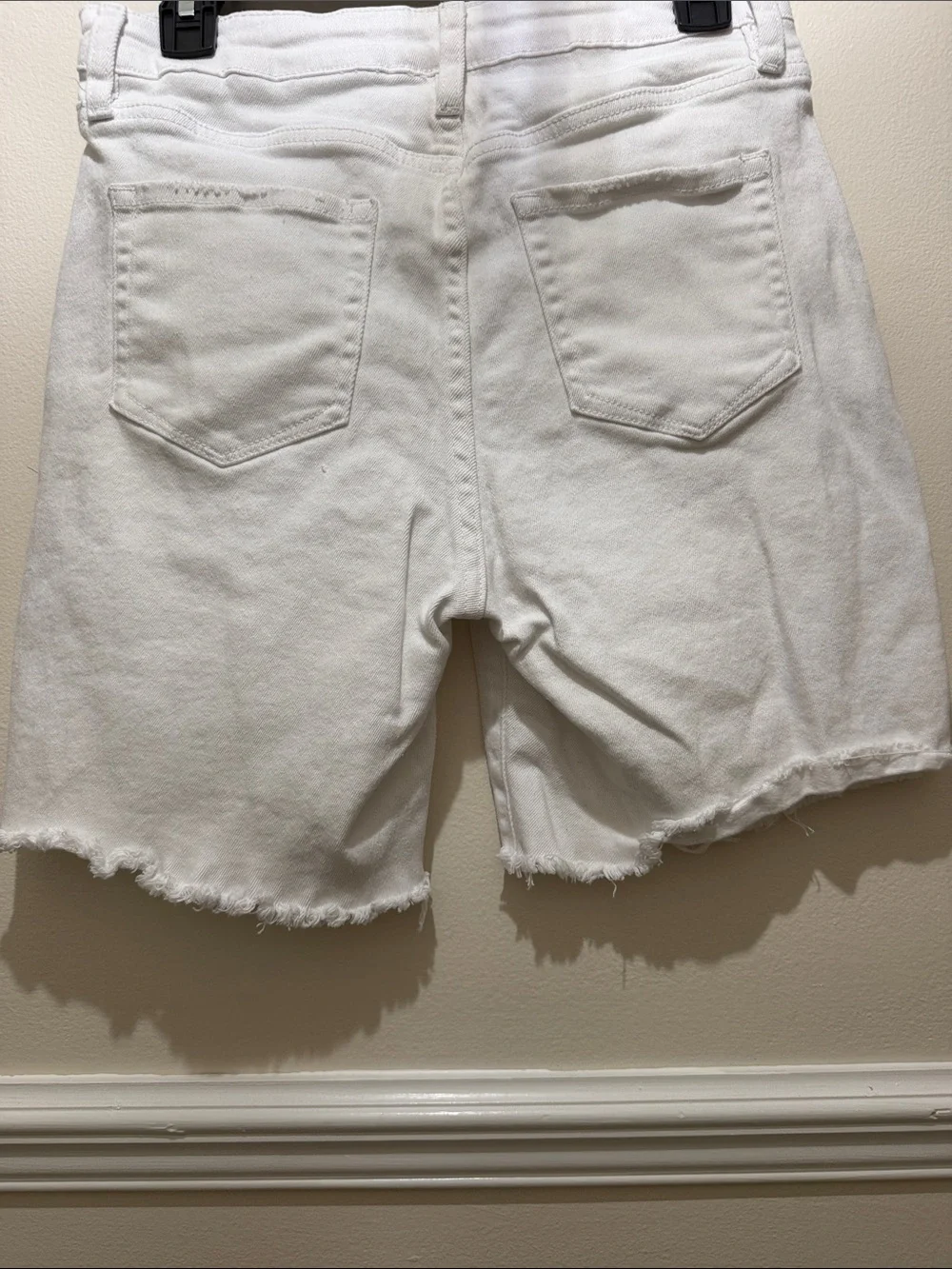 Women White Distressed Denim Shorts